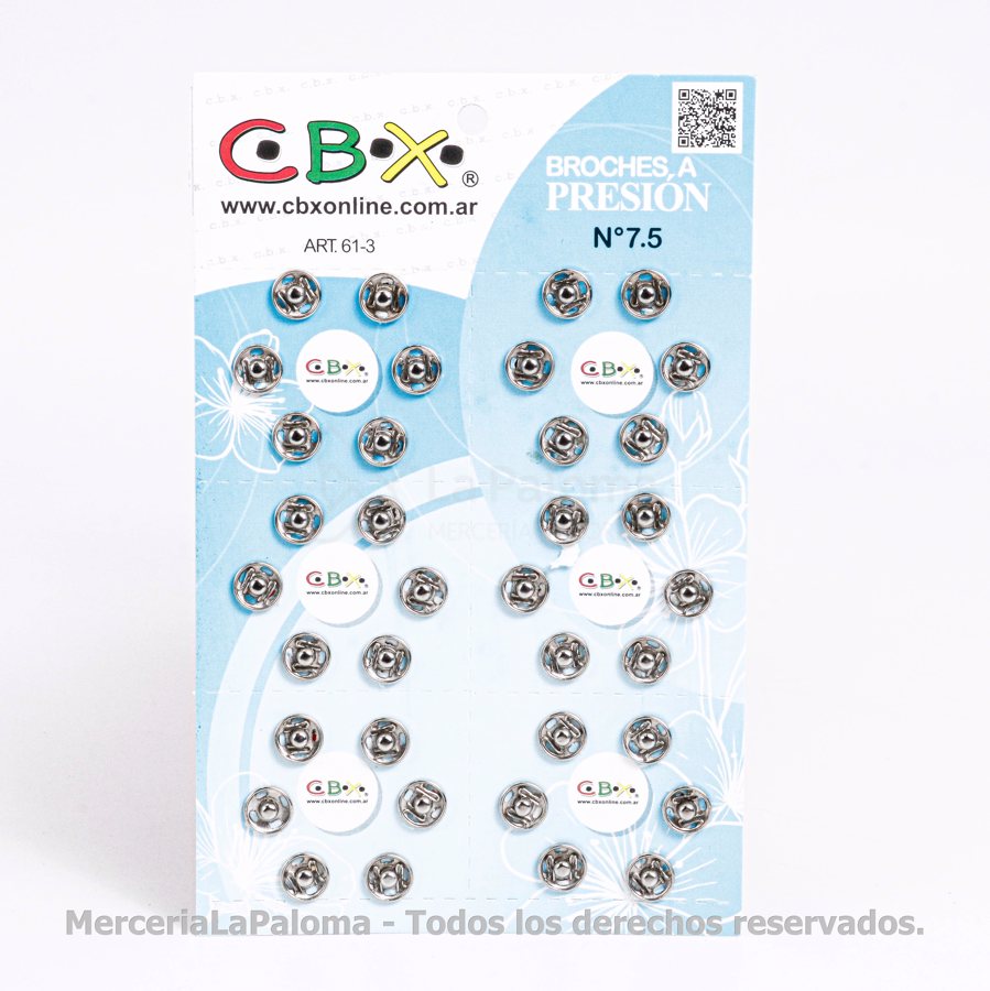 BROCHE A PRESION INOXIDABLES CBX 7.5MM X36 UN.