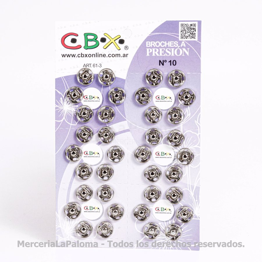 BROCHE A PRESION INOXIDABLES CBX 10MM X36 UN.